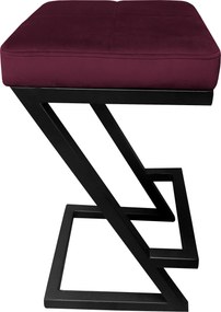 Hoker ZETA krzesło barowe tkanina Welur podstawa metalowa LOFT : Kolor Stelaża - Czarny , Kolor tkaniny - VELVET - MG02