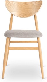 Krzesło Tapicerowane z Drewna Giętego BRAGA Dąb/Szare Retro
