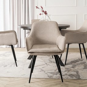 Krzesło Tapicerowane do Jadalni EDRICK Kremowe Nowoczesne Loft