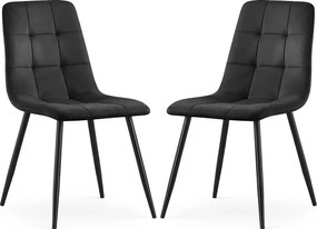 Zestaw 2 czarnych nowoczesnych krzeseł welurowych Z9-B85