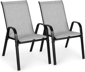 Zestaw 2 krzeseł ogrodowych sztaplowanych Isla 092, jasny szary