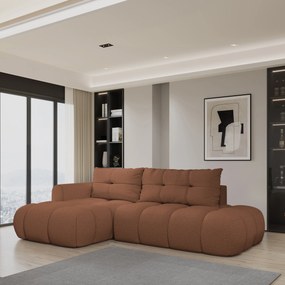 Masseno Narożnik FLUMA z funkcją spania i pojemnikiem na pościel Narozniki L, Rozkładana sofa - Miedziany, QUELLE 54