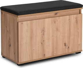 Loftowa szafka na buty z siedziskiem Prato 80 cm, dąb artisan/grafit