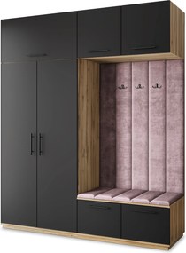 Masseno Garderoba REMA 200/240/60 cm Nowoczesna Szafa do Przedpokoju Dąb wotan, MONOLITH 62 (Wrzosowy)