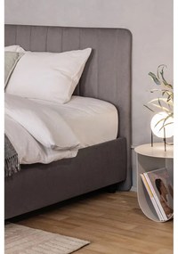Szare tapicerowane łóżko dwuosobowe ze schowkiem i stelażem 160x200 cm Myra Slim Line – Bonami Selection
