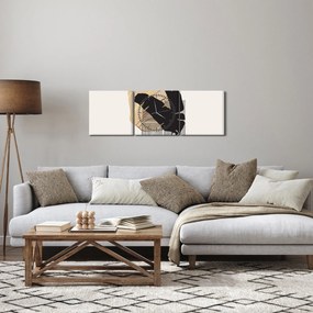 Obraz - Abstrakcja z tropikalnymi liśćmi N⁰4 (z zegarem) (90x30 cm)