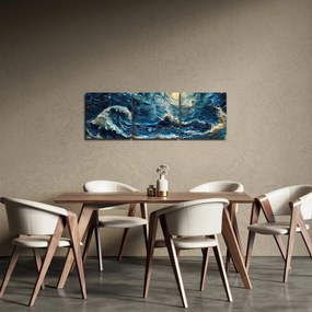 Obraz - Malowanie nieba i morza (z zegarem) (90x30 cm)