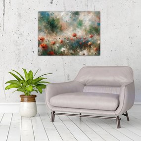 Obraz na szkle – Abstrakcja pola z makami (70x50 cm)
