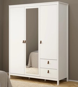 Trzydrzwiowa szafa z lustrem i szufladami Madrid, biały mat