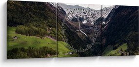 Obraz - Dolina pod górami (z zegarem) (90x30 cm)