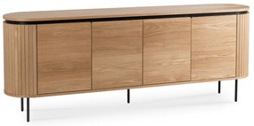 Komoda do Salonu BECK 200 cm Dąb Czterodrzwiowa Ryflowana Nowoczesna