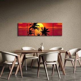 Obraz sylwetki wyspy z palmami (170x50 cm)