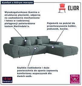 Narożnik z funkcją spania w kolorze morskim D4-W93