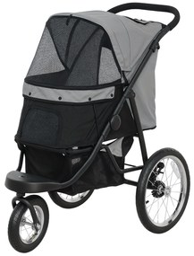 PawHut Wózek dla Małych Psów i Kotów, z Koszem, Systemem Jednoklikowym, Szary