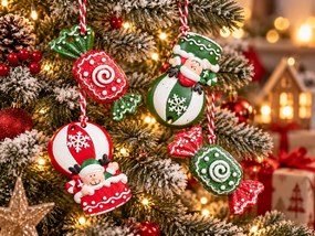Zestaw 4 szt. ozdób świątecznych CANDY ELF 6 cm
