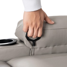 Fotel Masujący BOX Rozkładany Wypoczynkowy z Podnóżkiem Szary Ekoskóra Nowoczesny