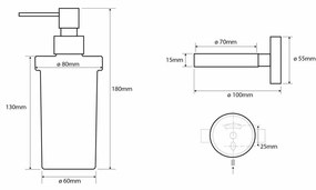 SAPHO XR101 X-Round dozownik mydła, szkło mleczne/ chrom, 230 ml