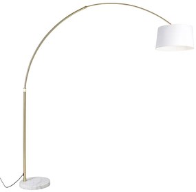 Luk Lampa łukowa mosiężna z białym abażurem z tkaniny 50 cm - XXL Nowoczesny Oswietlenie wewnetrzne