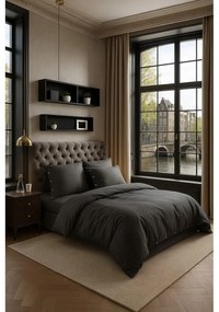 Ciemnoszara pościel jednoosobowa z bawełny renforcé 140x200 cm Como Striped – Mila Home Luxury