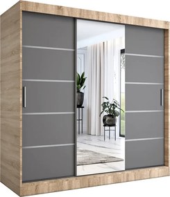 Szafa przesuwna 200 cm dąb sonoma + antracyt F2-A35