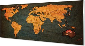 Panel szklany do Kuchni Ekskluzywna Złota Mapa Świata