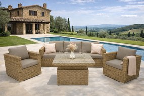 Zestaw rattanowy MALIBU dla 5 osób (beżowo-brązowy)