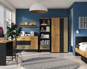 Półka COLIN 11 dąb złoty craft/czarna ML MEBLE