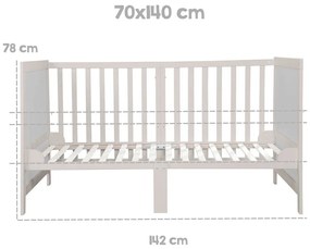 Szare łóżeczko z regulowaną wysokością 70x140 cm Easy Sleep – Roba