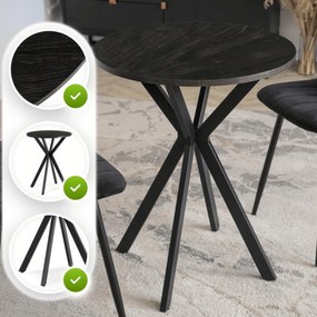 Stół Okrągły LAUREN 60 cm Czarny Loft Nowoczesny