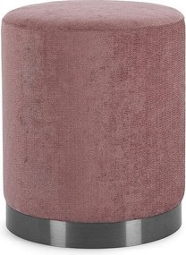 Ciemnoróżowa pufa z tkaniny z metalowym pierścieniem - ERNESTINE