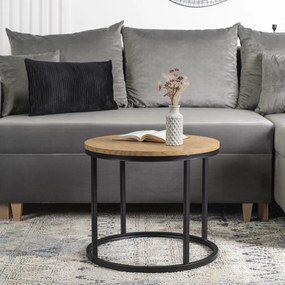 Stolik Kawowy LELLA 53 cm Dąb Złoty Nowoczesny Loft