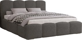 Łóżko sypialniane 200x200 cm Zenna - pojemnik, stelaż metalowy, boucle - szary (Lambi 12)