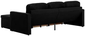 Rozkładana sofa modułowa czarna tkanina K1-M35