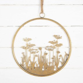 Metalowa dekoracja ścienna FLOWERS RING Ø 41 cm złota