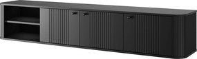 Szafka RTV wisząca Vesper 187 cm - czarny / czarne uchwyty