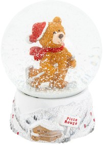 Kula śnieżna, miś na nartach, Ø 8 cm