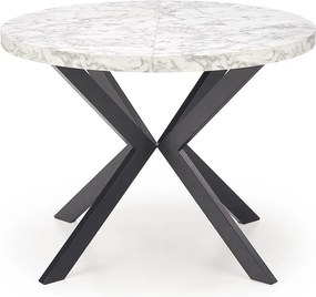 Stół okrągły rozkładany PERONI 100(250)x100 biały marmur/czarny