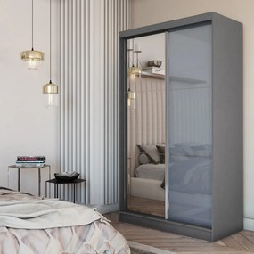 Szafa Przesuwna VITALE 120 cm z Lustrem Szafa Dwudrzwiowa Szara