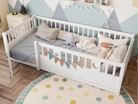 Łóżko dziecięce 90x190 cm - z barierkami bezpieczeństwa - bez stelaża listwowego - biały (bez materaca)