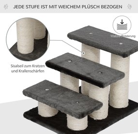 PawHut Drapak Schodki dla Kota Wygodne i Stabilne Szare 45x35x34cm | Aosom PL