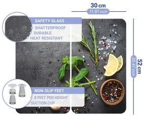 Zestaw 2 szarych szklanych płyt ochronnych na kuchenkę Wenko Universal Herbs
