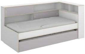 Łóżko wysuwane z miejscem do przechowywania – 90 × 200 cm i 90 × 190 cm – kolor biały i szary – LOSIANA