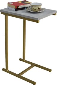 Minimalistyczny stolik boczny złoty + beton N5-B68