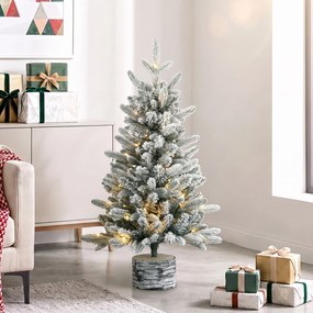 HOMCOM Sztuczna choinka, 90 cm, 50 LED, 240 końcówek, sztuczny śnieg, podstawa z tlenku magnezu | Aosom PL
