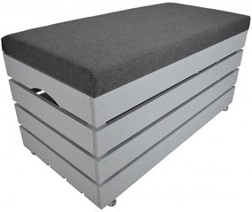 Pufa kufer skrzynia z kółkami drewniana sosnowa siedzisko 80cm malowana szara