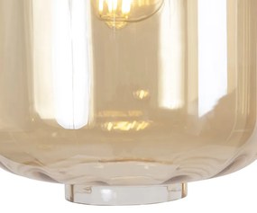 Designerska lampa wisząca czarna z bursztynowym szkłem 3-światłowa 226 cm - QaraDesignerski Oswietlenie wewnetrzne
