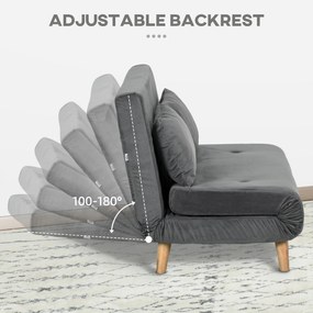 HOMCOM Sofa welurowa szara z 2 poduszkami wygodna kanapa 130x78x79 cm do salonu | Aosom PL