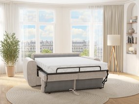 Kanapa 3-osobowa rozkładana typu express z beżową tapicerką - Miejsce do spania 140 cm - Materac 14 cm - BOLIPO