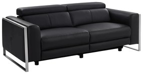 Kanapa 3-osobowa z elektryczną funkcją relax z czarnej skóry - DAVOLI