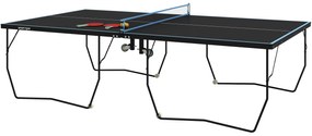SPORTNOW Stół do Tenisa Stołowego, Składany, 8 Kółek, Rama Malowana Proszkowo, MDF, 274 x 152,5 x 76 cm, Czarny